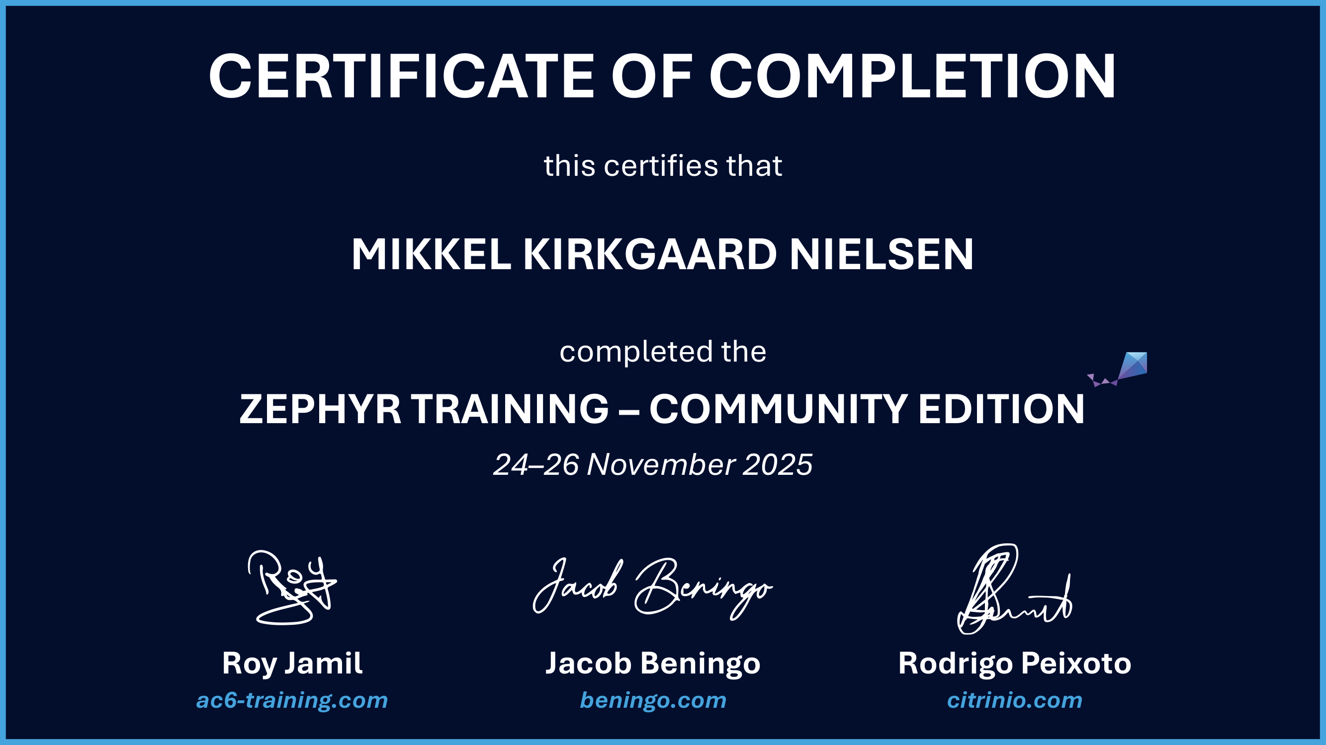Certificate preview for Mikkel Kirkgaard nielsen